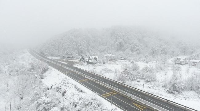 Kar yağışı sonrasında Bolu Dağı'nda muhteşem manzara oluştu