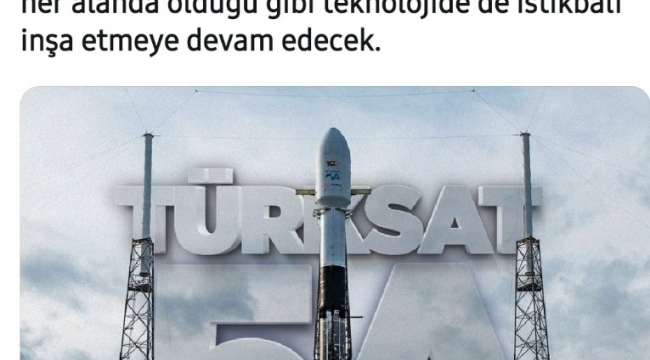 TBMM Başkanı Şentop'tan Türksat 5A paylaşımı