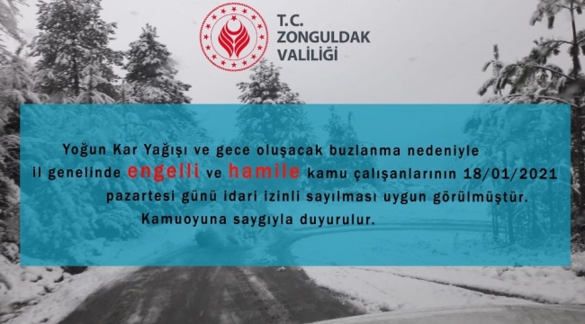 Zonguldak'ta eğitime 1 gün ara