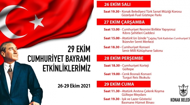 Konak'tan Cumhuriyet Bayramı'na özel dolu dolu etkinlik