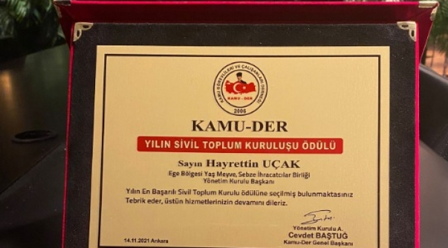 Ege Yaş Meyve Sebze İhracatçıları Birliği'ne büyük onur