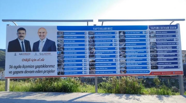 Dikili'de Başkan Kırgöz'den proje panosuyla 36 ay raporu